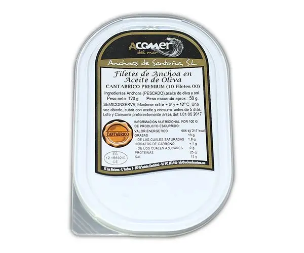 Anchoas De Santoña 10 Filetes "00" Acomer 110gr