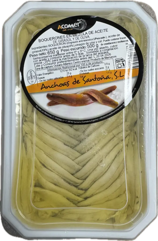 Boquerones En Aceite De Oliva Y Girasol Acomer 650Gr
