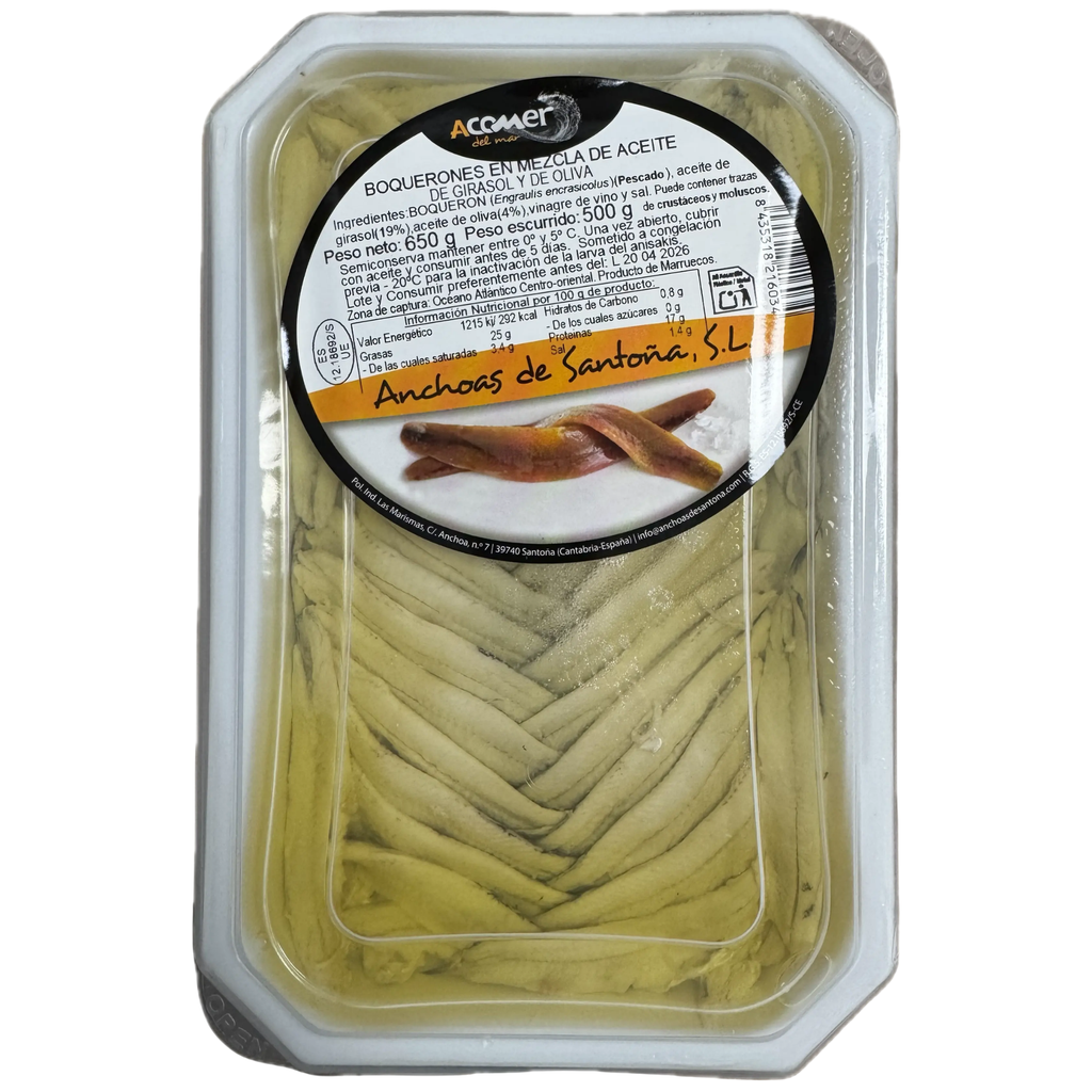 Boquerones En Aceite De Oliva Y Girasol Acomer 650Gr