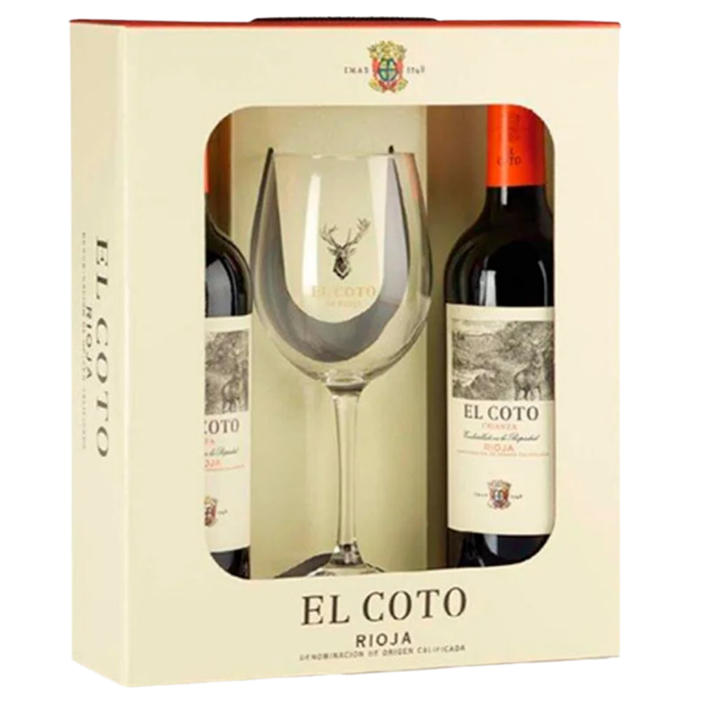 Estuche 2 Botellas + Copa El Coto Rioja Crianza 2022 75cl