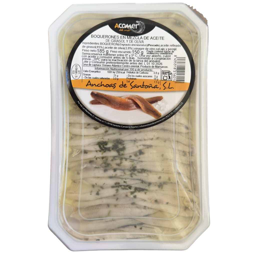 Boquerones En Aceite De Oliva Y Girasol Acomer 185Gr