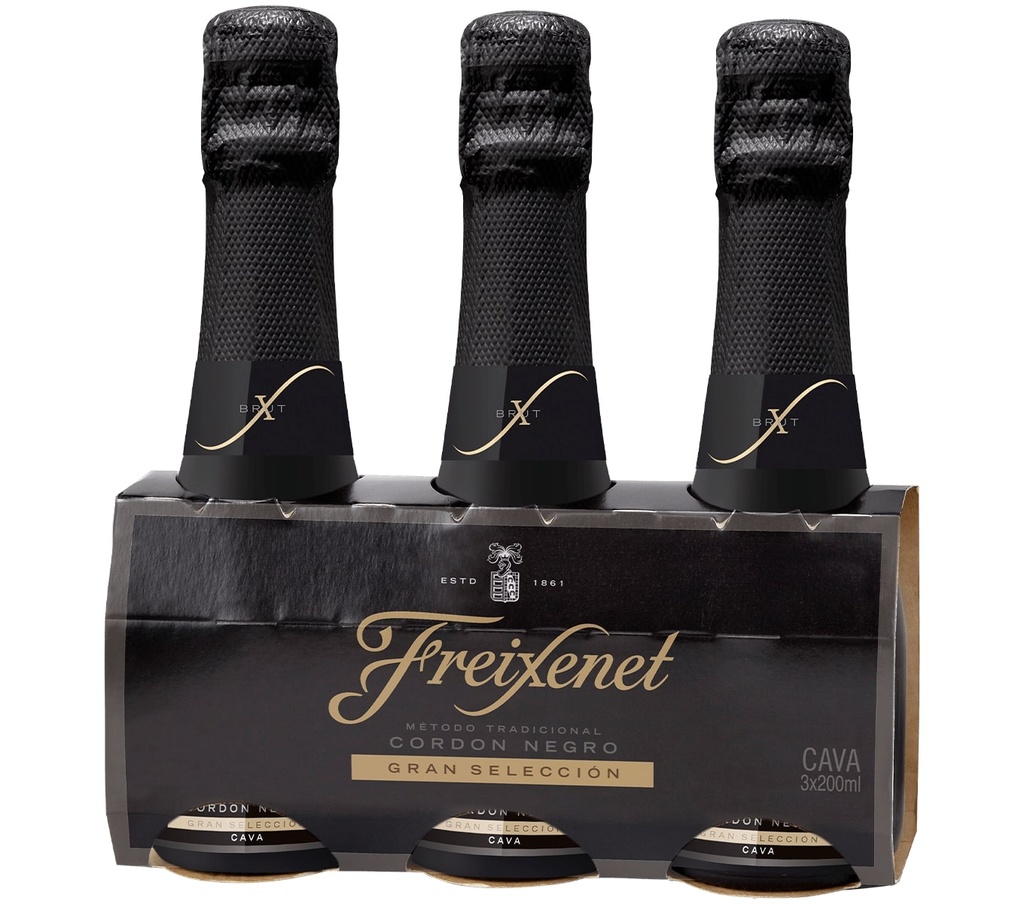 Cava Freixenet Cordón Negro Brut Benjamín Pack 3 Unidades 20cl